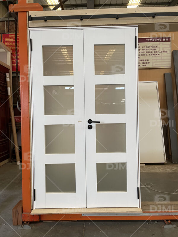 White Double Wooden Door With Glass - 图片 2