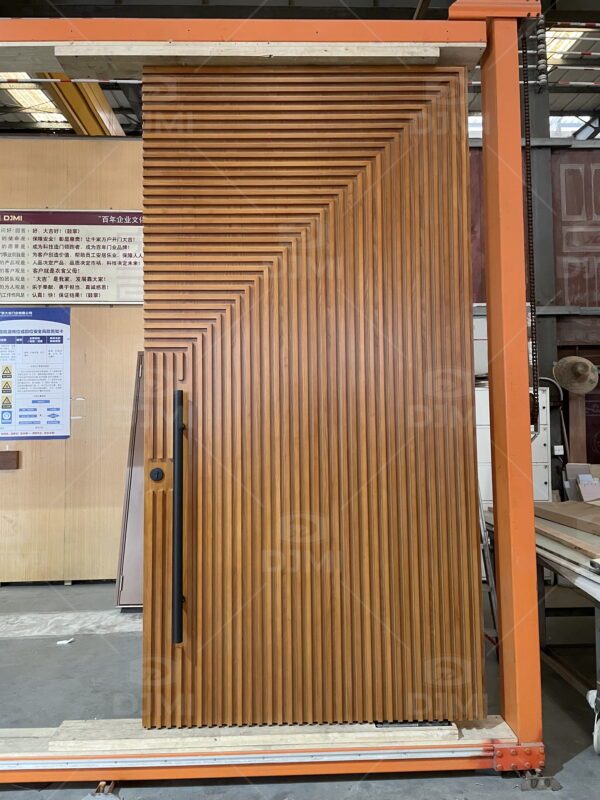 Grille Design Solid Wood Pivot Door - 图片 2