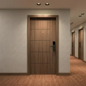 Modern black walnut hotel fire rated wooden door